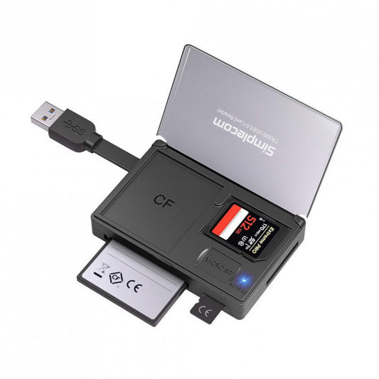 Simplecom CR309 3-Slot USB 3.0 Card Reader with Storage Case