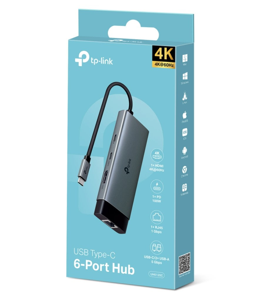 TP-Link UH6120C 6-Port USB Type-C Hub with HDMI and Ethernet