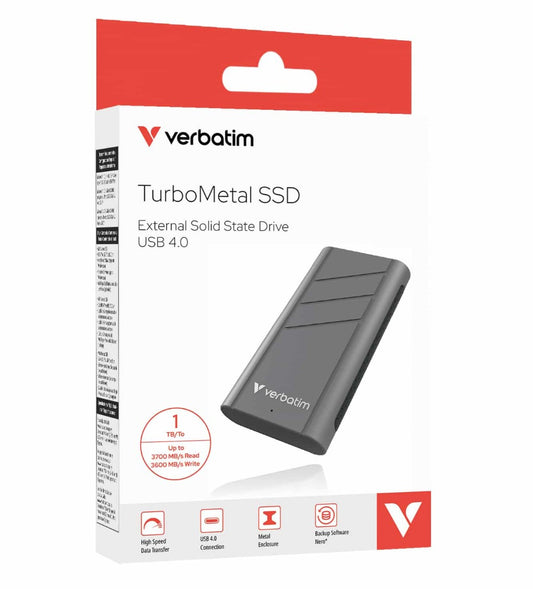 Verbatim TurboMetal SSD USB 4.0 1TB External Storage
